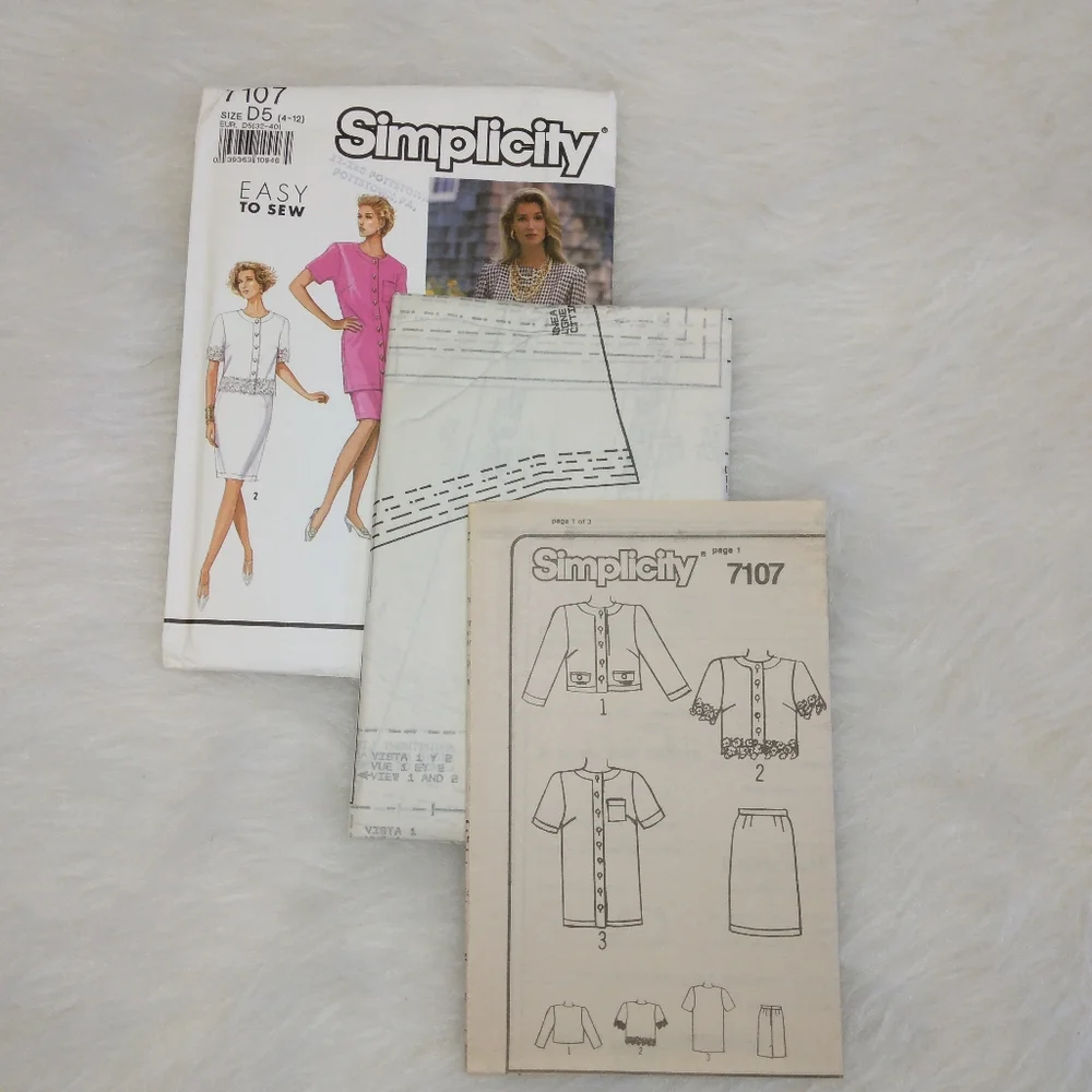 Simplicity 7107 Easy to Sew Misses Suit Dress Size 4-12